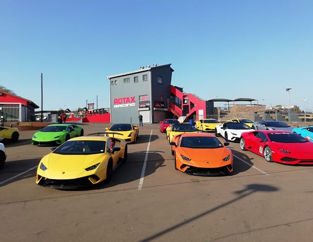 Lamborghini's Yellow, Orange, Green, White, Blue